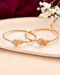 Jewels Nest Gold Finish Heart Motif Bangles For Women | Elegant Daily Wear Pair | Grocsy
