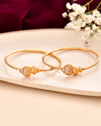Jewels Nest Gold Finish Heart Motif Bangles For Women | Elegant Daily Wear Pair | Grocsy