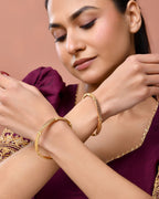 Jewels Nest Gold Finish Filigree Design Bangles For Women | Traditional Designer Pair | Grocsy