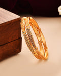 Jewels Nest Gold Finish Filigree Design Bangles For Women | Traditional Designer Pair | Grocsy