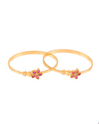 Jewels Nest Gold Finish Floral Stone Bangles For Women | Traditional Designer Pair | Grocsy