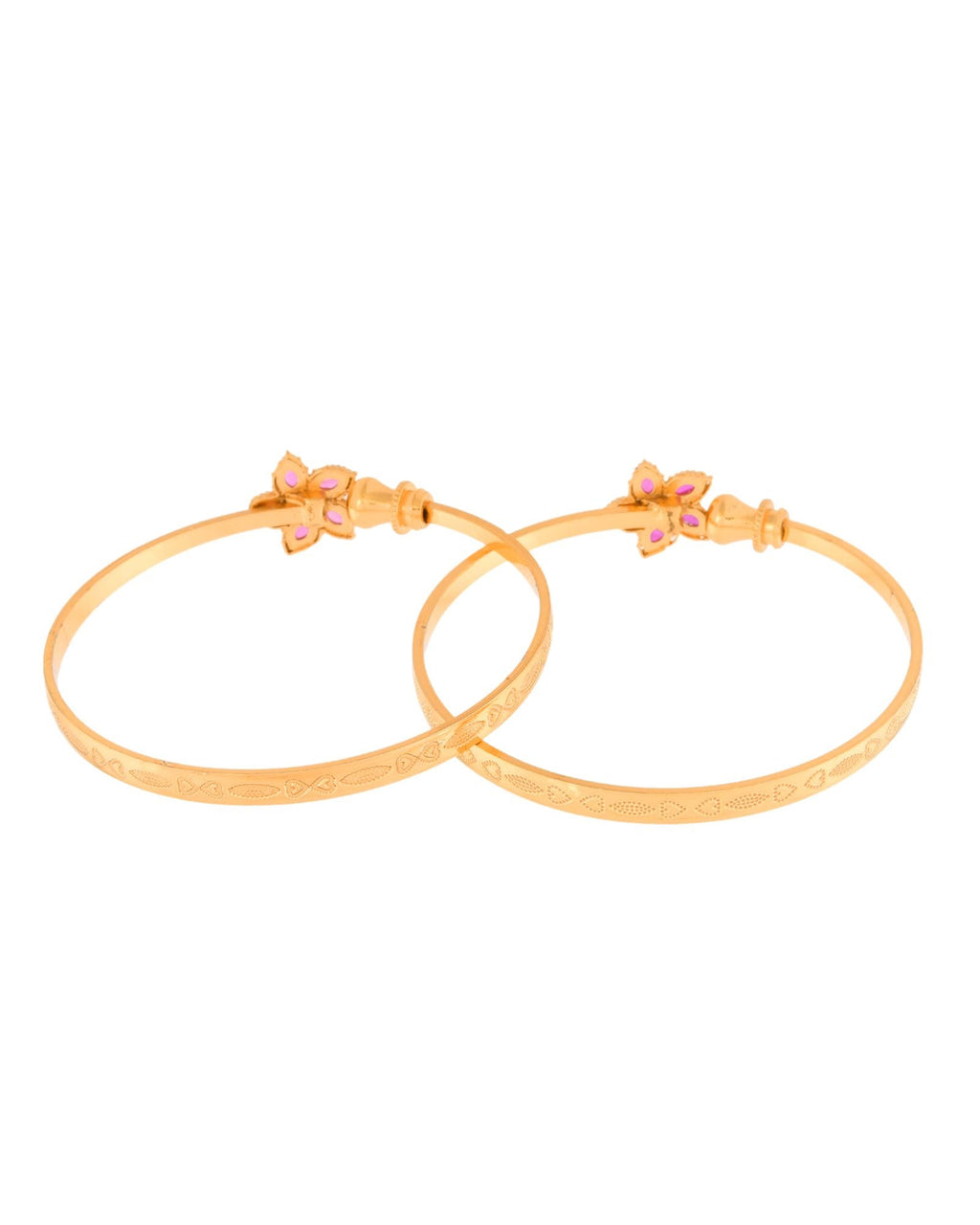 Jewels Nest Gold Finish Floral Stone Bangles For Women | Traditional Designer Pair | Grocsy