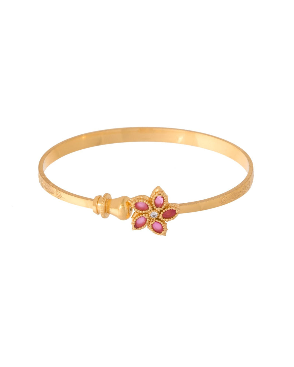 Jewels Nest Gold Finish Floral Stone Bangles For Women | Traditional Designer Pair | Grocsy