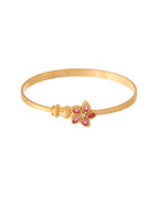 Jewels Nest Gold Finish Floral Stone Bangles For Women | Traditional Designer Pair | Grocsy