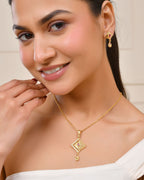 Jewels Nest Gold Finish Square Pendant Necklace Set With Stone Stud Earrings For Women | Grocsy