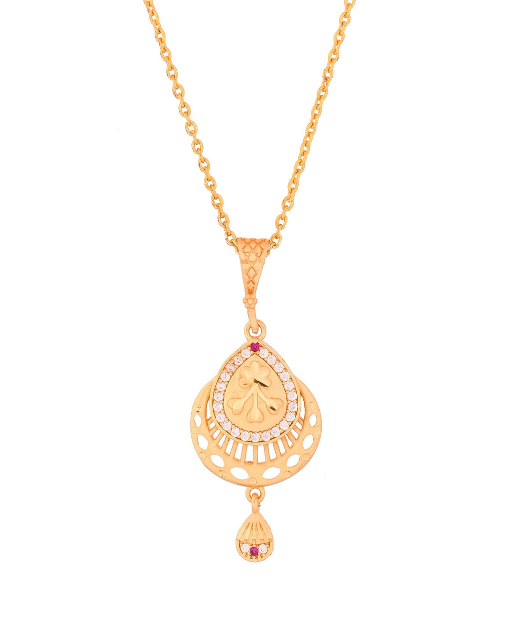 Jewels Nest Gold Finish Teardrop Pendant Necklace Set With Stone Stud Earrings For Women | Grocsy