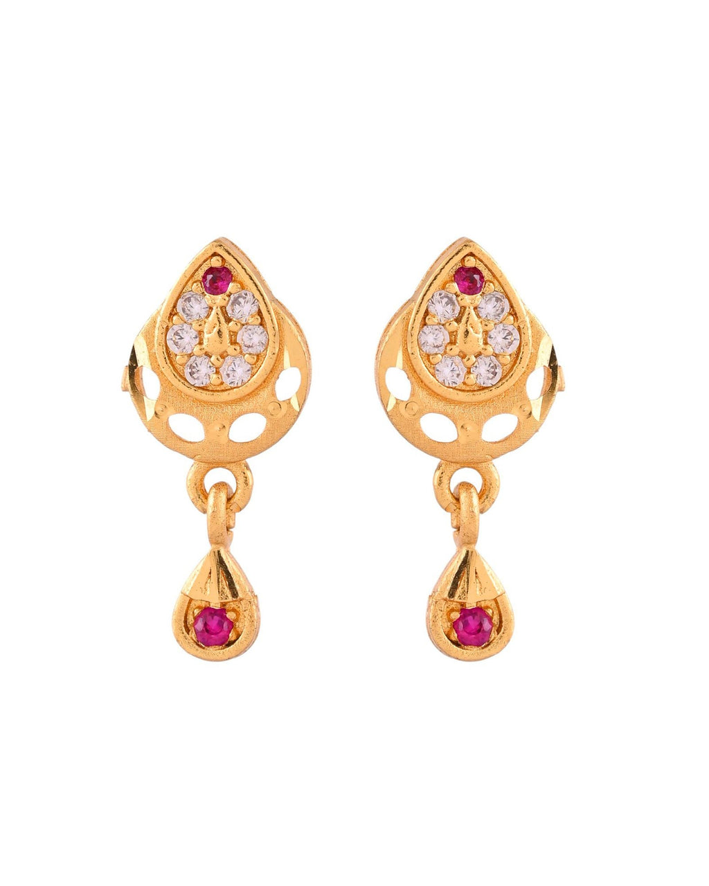 Jewels Nest Gold Finish Teardrop Pendant Necklace Set With Stone Stud Earrings For Women | Grocsy