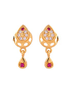 Jewels Nest Gold Finish Teardrop Pendant Necklace Set With Stone Stud Earrings For Women | Grocsy