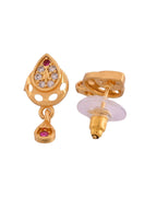 Jewels Nest Gold Finish Teardrop Pendant Necklace Set With Stone Stud Earrings For Women | Grocsy