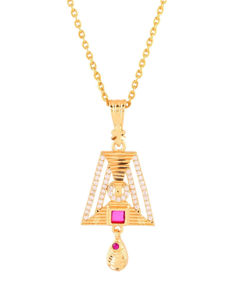 Jewels Nest Gold-Plated Geometric Pendant Necklace Set With Stone Stud Earrings For Women | Grocsy