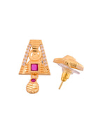 Jewels Nest Gold-Plated Geometric Pendant Necklace Set With Stone Stud Earrings For Women | Grocsy