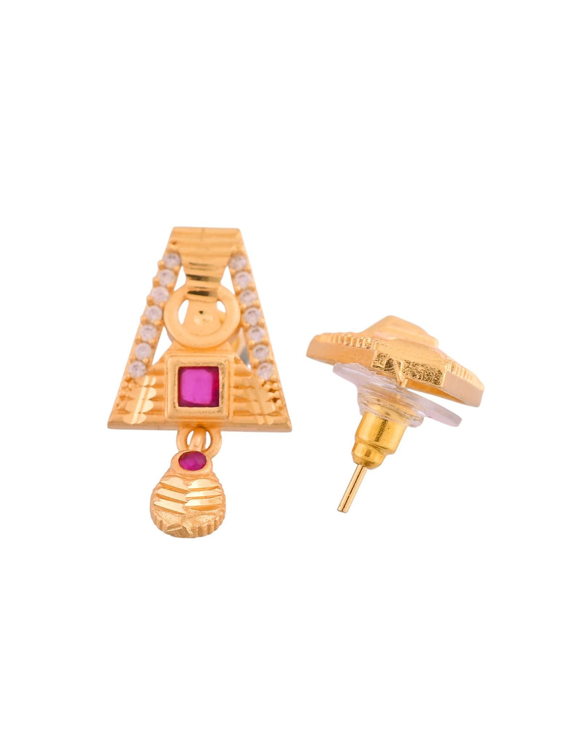 Jewels Nest Gold-Plated Geometric Pendant Necklace Set With Stone Stud Earrings For Women | Grocsy