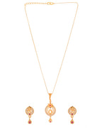 Jewels Nest Gold-Plated Circular Pendant Necklace With Matching Stud Earrings For Women | Grocsy