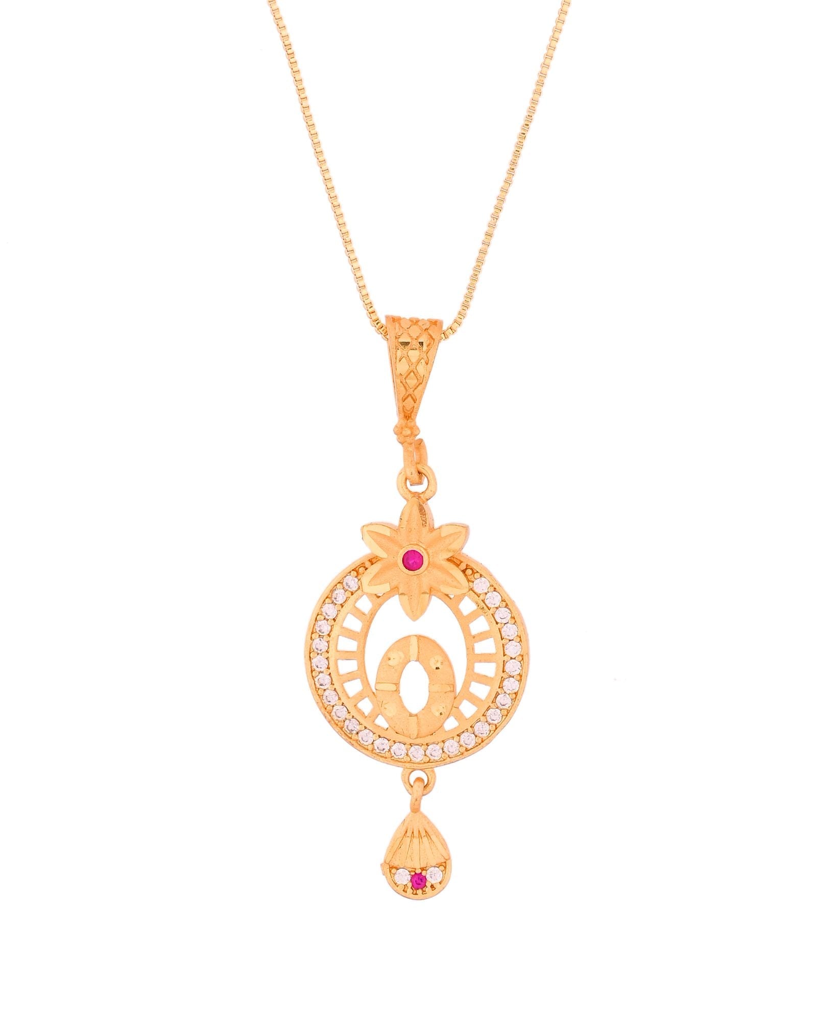Jewels Nest Gold-Plated Circular Pendant Necklace With Matching Stud Earrings For Women | Grocsy