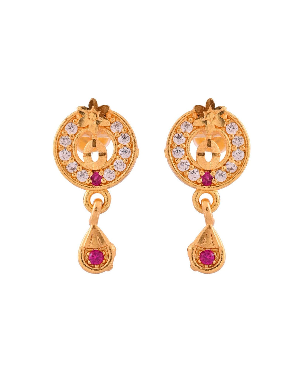 Jewels Nest Gold-Plated Circular Pendant Necklace With Matching Stud Earrings For Women | Grocsy