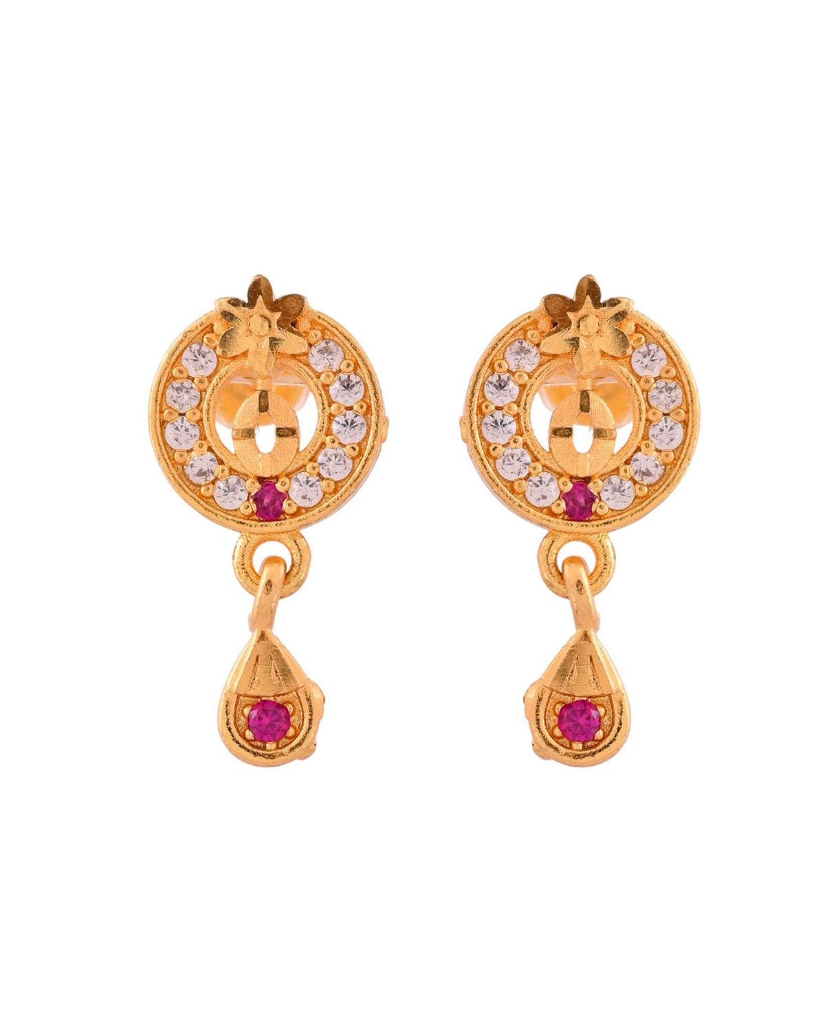 Jewels Nest Gold-Plated Circular Pendant Necklace With Matching Stud Earrings For Women | Grocsy