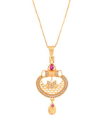Jewels Nest Gold-Plated Traditional Pendant Necklace Set With Matching Earrings For Women | Grocsy