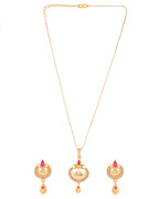 Jewels Nest Gold-Plated Traditional Pendant Necklace Set With Matching Earrings For Women | Grocsy