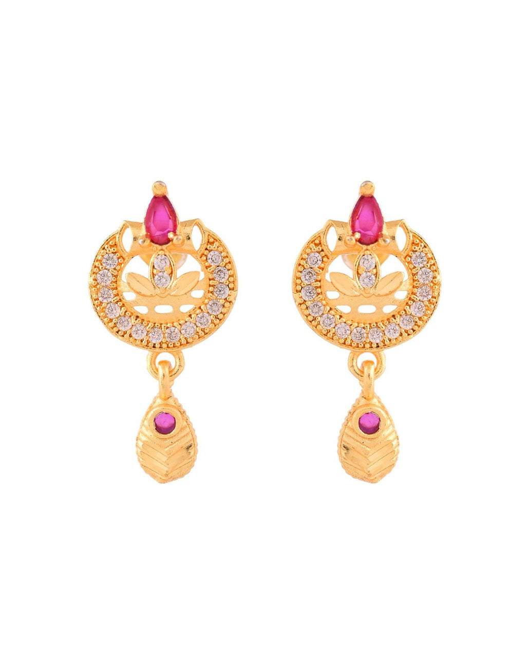 Jewels Nest Gold-Plated Traditional Pendant Necklace Set With Matching Earrings For Women | Grocsy
