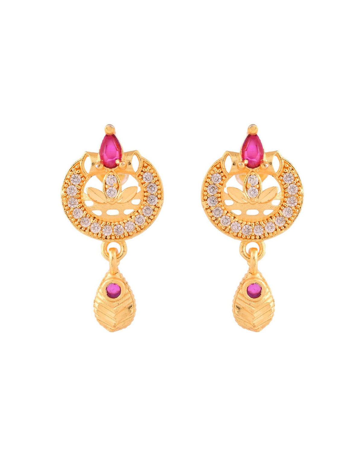 Jewels Nest Gold-Plated Traditional Pendant Necklace Set With Matching Earrings For Women | Grocsy