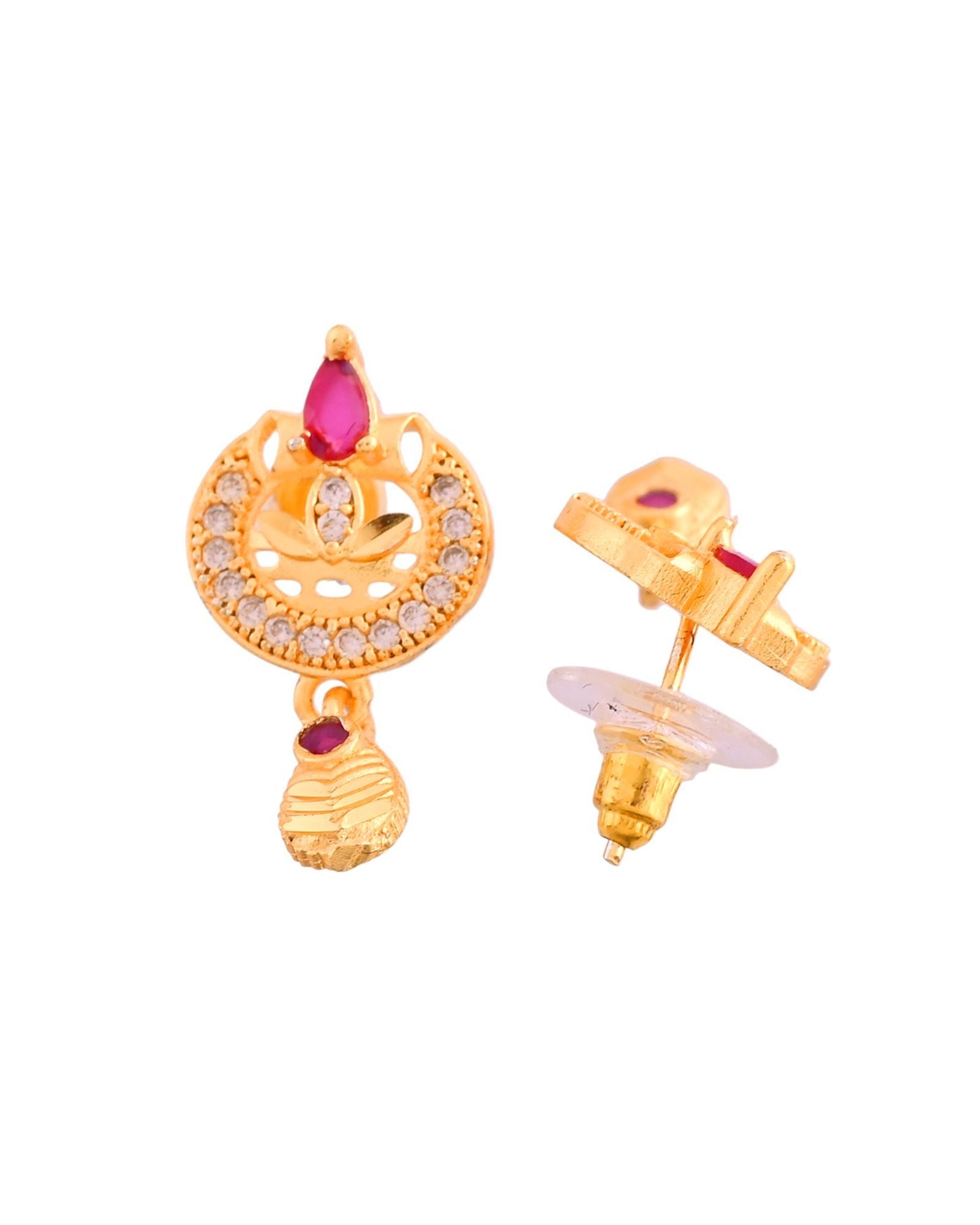 Jewels Nest Gold-Plated Traditional Pendant Necklace Set With Matching Earrings For Women | Grocsy