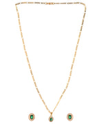 Jewels Nest Elegant Gold-Polished Green Stone Earring & Pendant Set – Royal Jewelry for Women | Grocsy