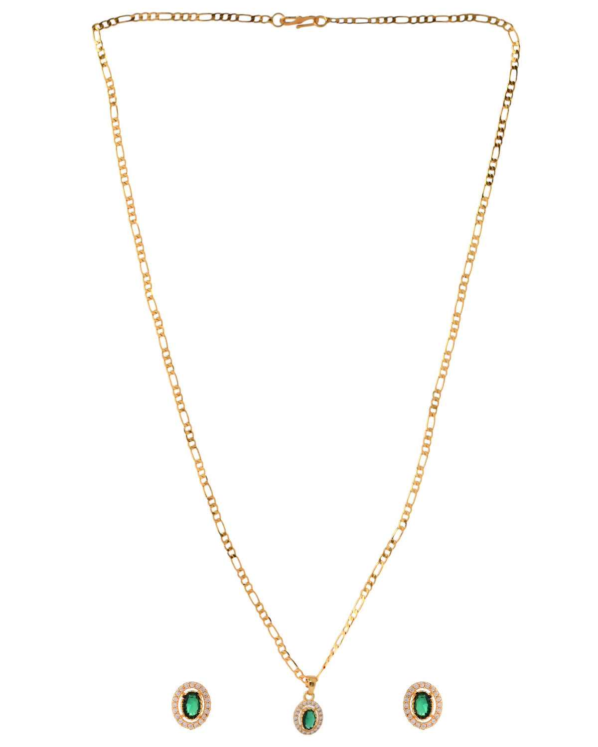 Jewels Nest Elegant Gold-Polished Green Stone Earring & Pendant Set – Royal Jewelry for Women | Grocsy
