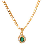 Jewels Nest Elegant Gold-Polished Green Stone Earring & Pendant Set – Royal Jewelry for Women | Grocsy