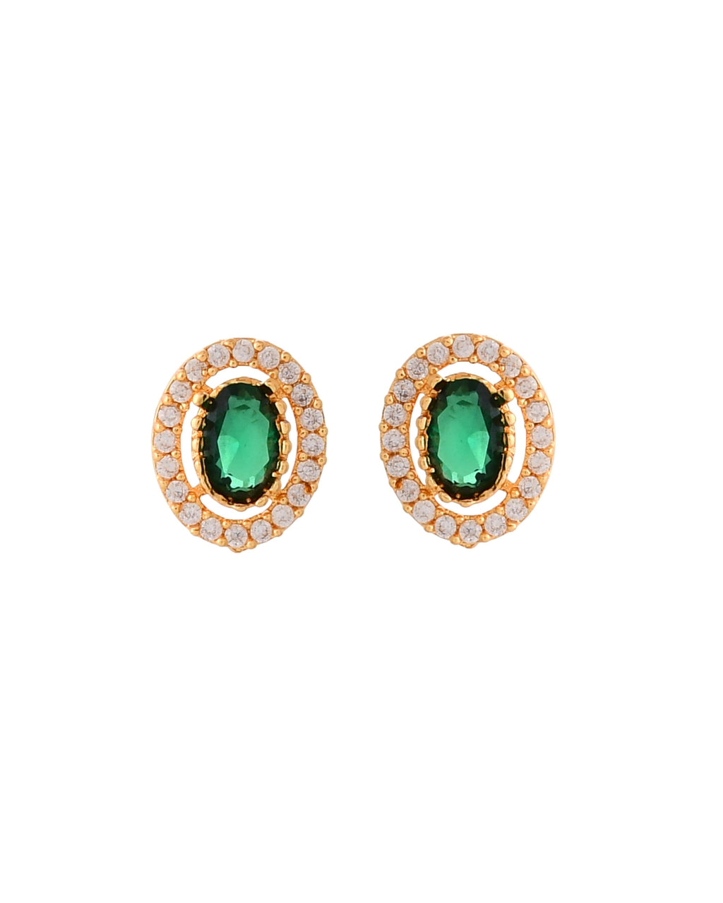 Jewels Nest Elegant Gold-Polished Green Stone Earring & Pendant Set – Royal Jewelry for Women | Grocsy