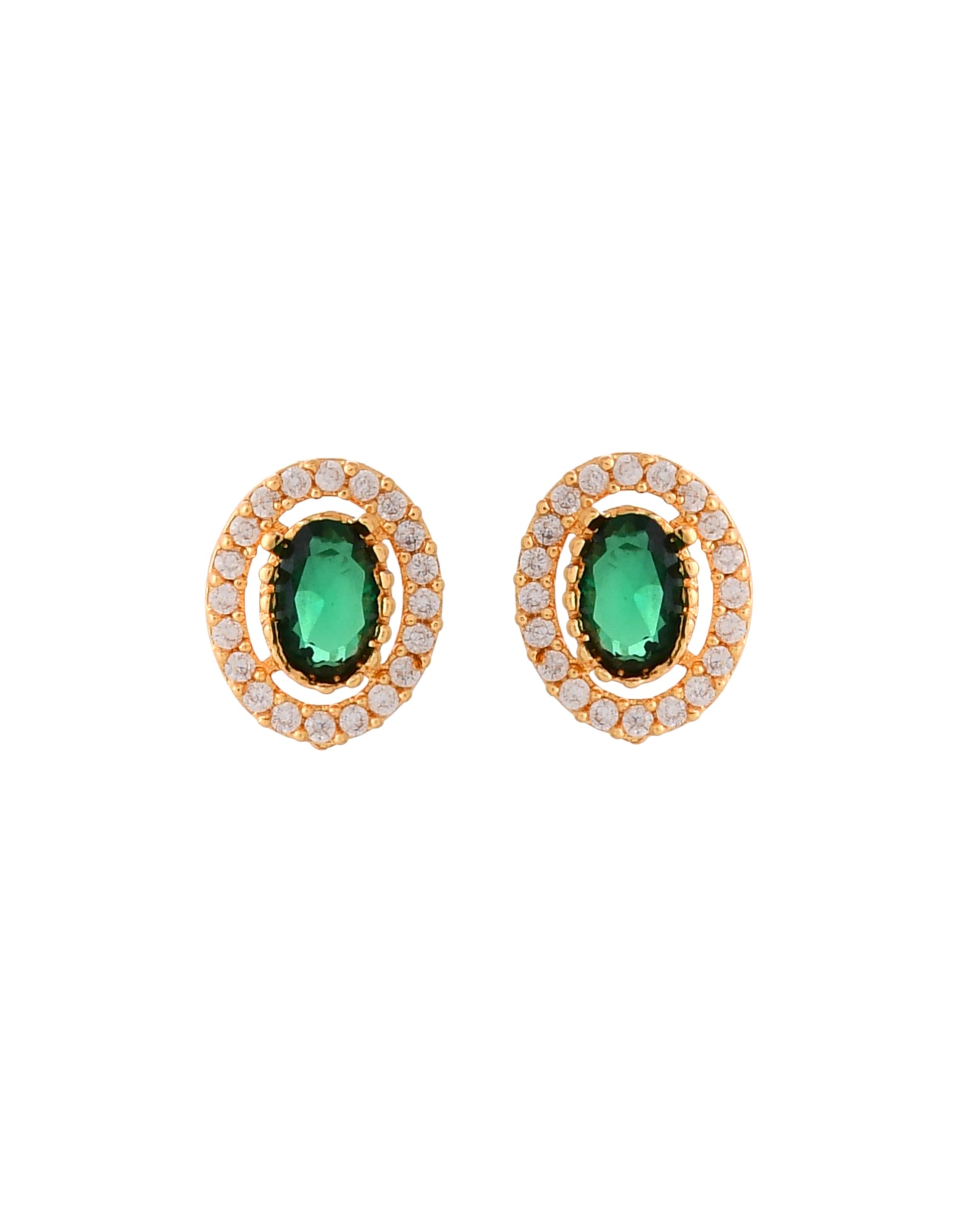 Jewels Nest Elegant Gold-Polished Green Stone Earring & Pendant Set – Royal Jewelry for Women | Grocsy