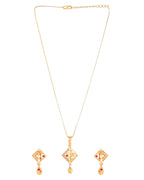 Jewels Nest Gold-Plated Square Pendant Necklace Set With Matching Earrings For Women | Grocsy