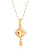 Jewels Nest Gold-Plated Square Pendant Necklace Set With Matching Earrings For Women | Grocsy