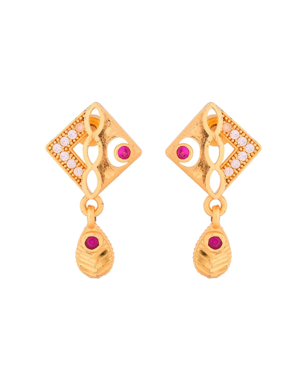Jewels Nest Gold-Plated Square Pendant Necklace Set With Matching Earrings For Women | Grocsy