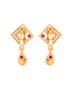 Jewels Nest Gold-Plated Square Pendant Necklace Set With Matching Earrings For Women | Grocsy