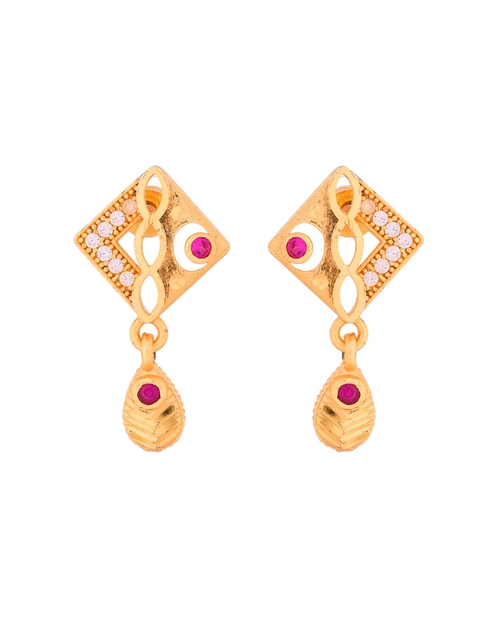Jewels Nest Gold-Plated Square Pendant Necklace Set With Matching Earrings For Women | Grocsy