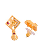 Jewels Nest Gold-Plated Square Pendant Necklace Set With Matching Earrings For Women | Grocsy
