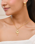Jewels Nest Gold-Plated Floral Pendant Necklace Set With Matching Drop Earrings For Women | Grocsy