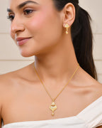 Jewels Nest Gold-Plated Floral Pendant Necklace Set With Matching Drop Earrings For Women | Grocsy