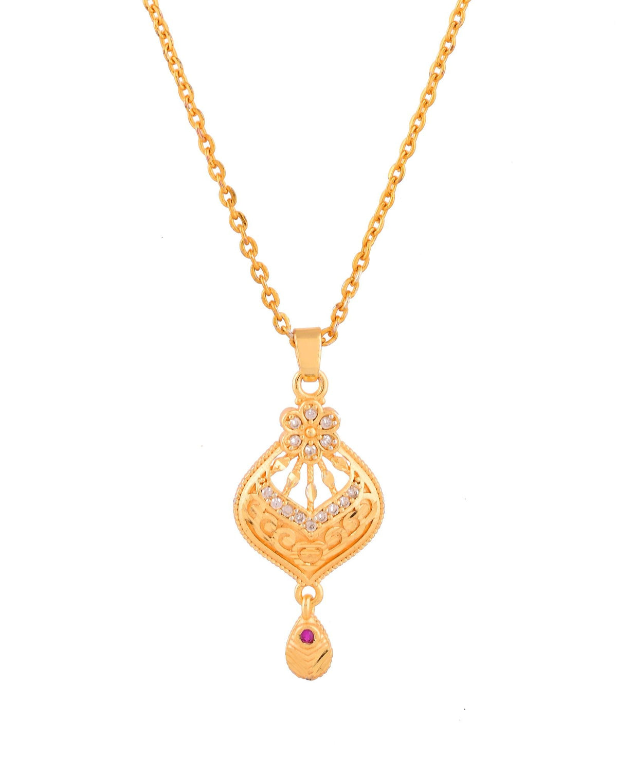 Jewels Nest Gold-Plated Floral Pendant Necklace Set With Matching Drop Earrings For Women | Grocsy