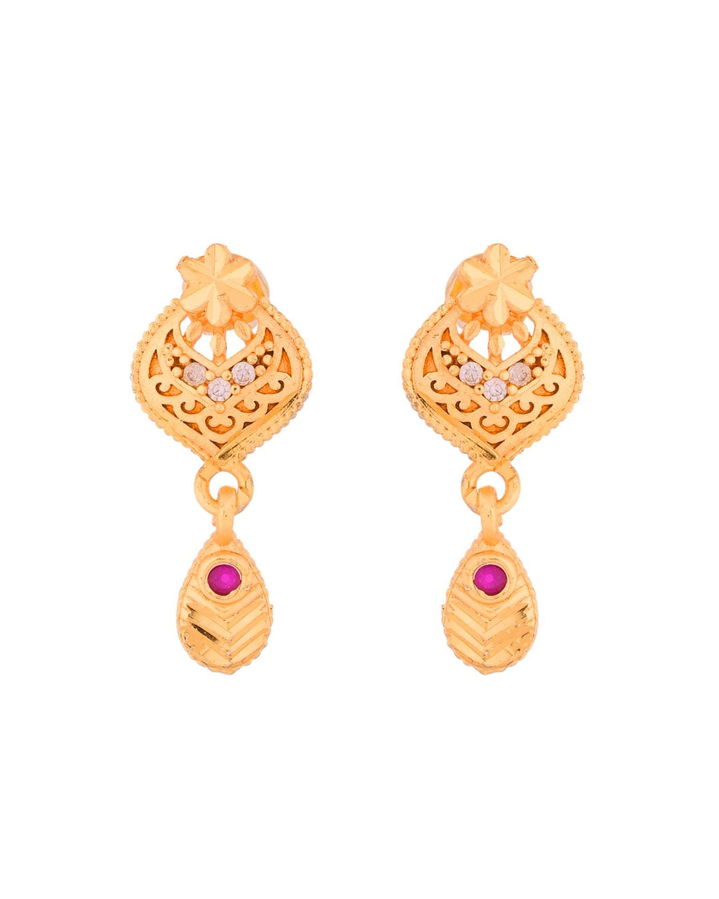 Jewels Nest Gold-Plated Floral Pendant Necklace Set With Matching Drop Earrings For Women | Grocsy