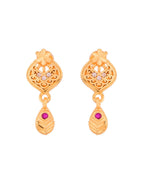 Jewels Nest Gold-Plated Floral Pendant Necklace Set With Matching Drop Earrings For Women | Grocsy