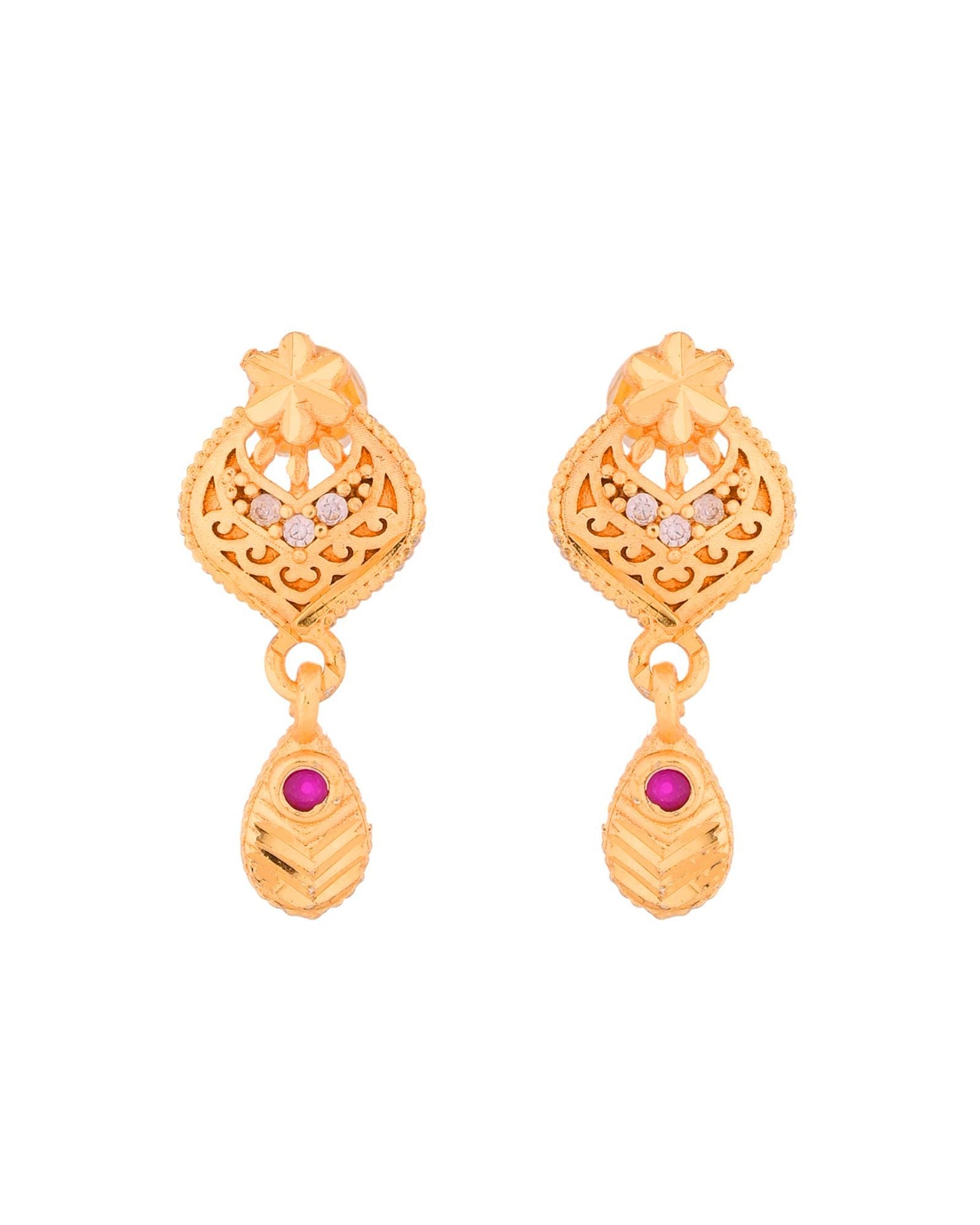 Jewels Nest Gold-Plated Floral Pendant Necklace Set With Matching Drop Earrings For Women | Grocsy