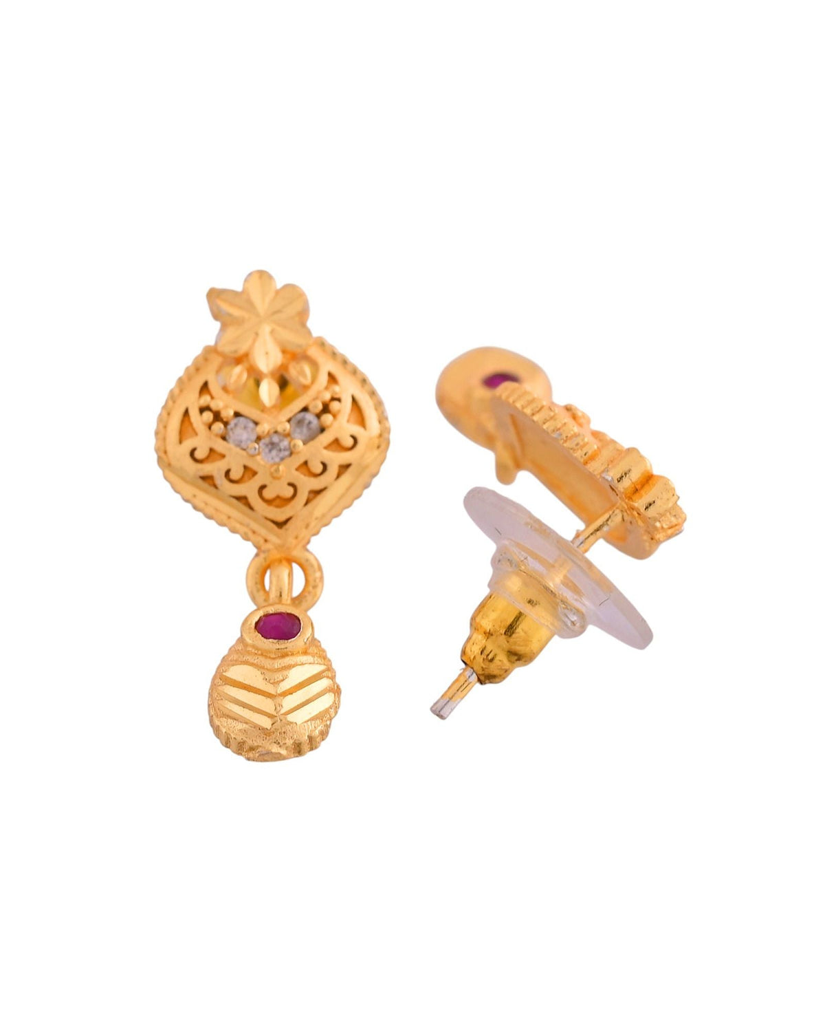 Jewels Nest Gold-Plated Floral Pendant Necklace Set With Matching Drop Earrings For Women | Grocsy