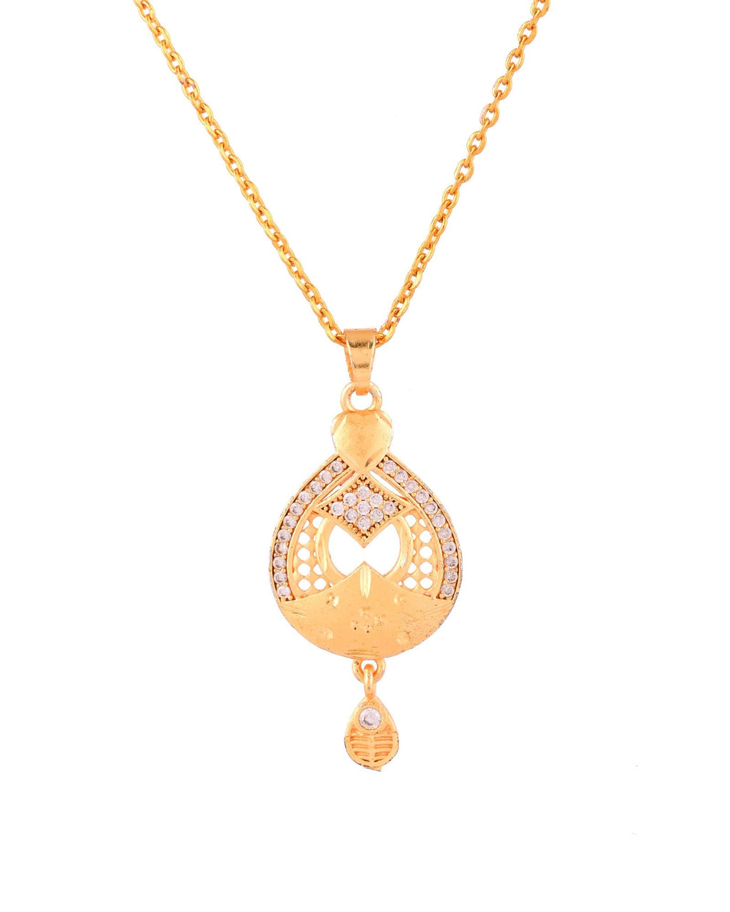 Jewels Nest Gold-Plated Heart Motif Pendant Necklace Set With Matching Earrings For Women | Grocsy