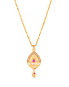 Jewels Nest Gold-Plated Teardrop Pendant Necklace Set With Matching Earrings For Women | Grocsy