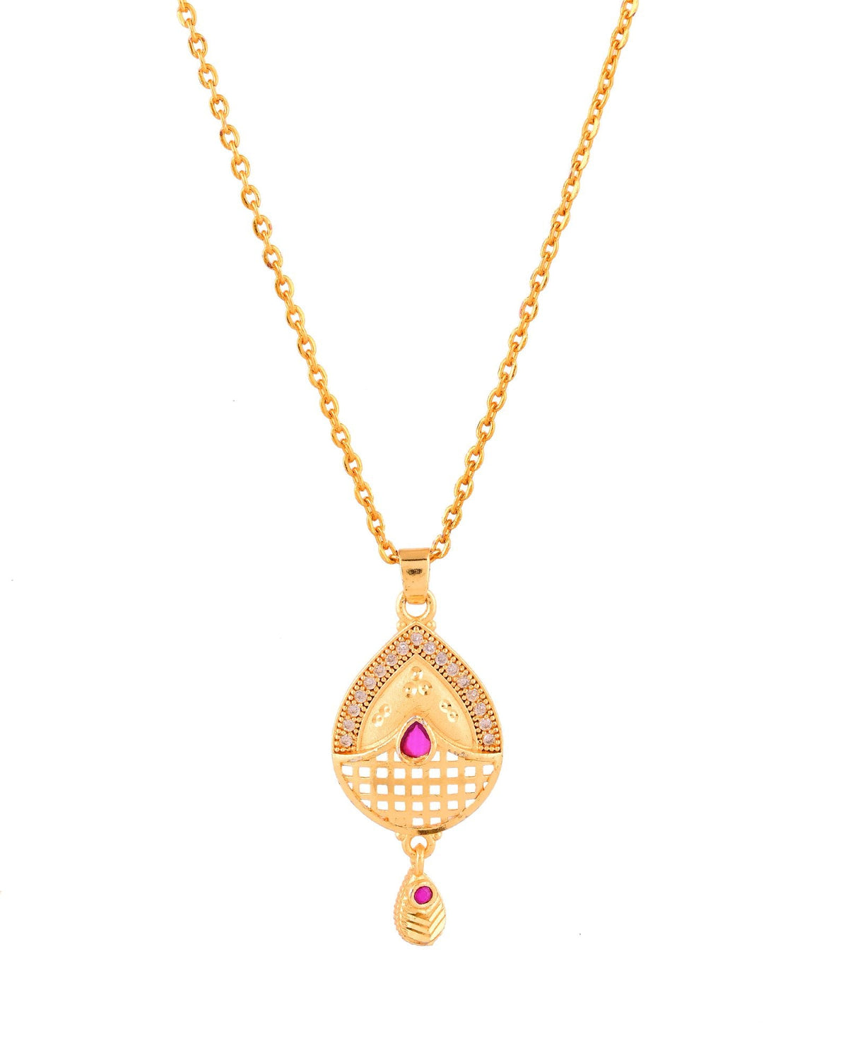 Jewels Nest Gold-Plated Teardrop Pendant Necklace Set With Matching Earrings For Women | Grocsy