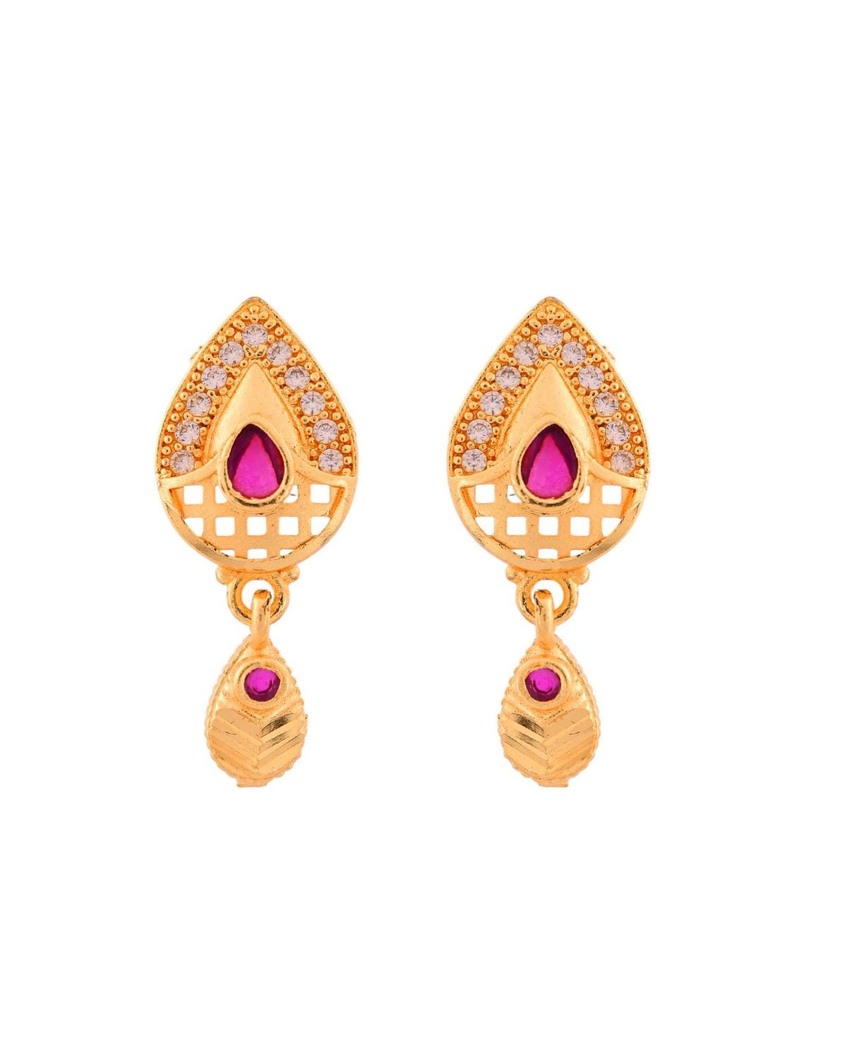 Jewels Nest Gold-Plated Teardrop Pendant Necklace Set With Matching Earrings For Women | Grocsy