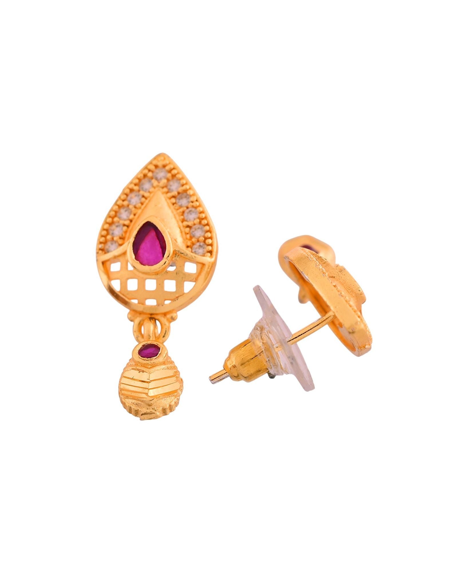 Jewels Nest Gold-Plated Teardrop Pendant Necklace Set With Matching Earrings For Women | Grocsy