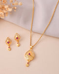 Jewels Nest Gold-Plated Teardrop Pendant Necklace Set With Matching Earrings For Women | Grocsy