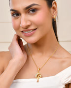 Jewels Nest Gold-Plated Designer Pendant Necklace Set With Matching Drop Earrings For Women | Grocsy
